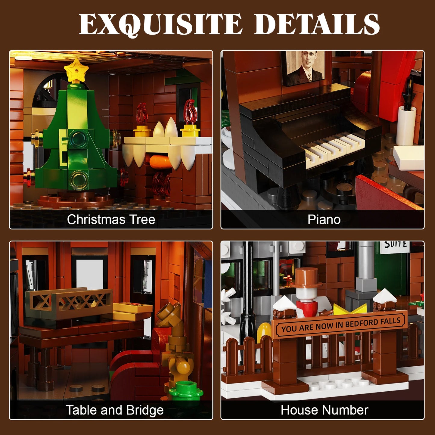 Wonderful Life House Building Block Set Castle Apartment Model Collection Christmas Decoration Brick Toy for Adults Holiday Gift