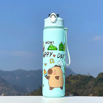 700ml Capybara Cute Water Cup with Straw & Handle Kawaii Travel Water Bottle Large Capacity Drinking Bottle for Fitness Sports