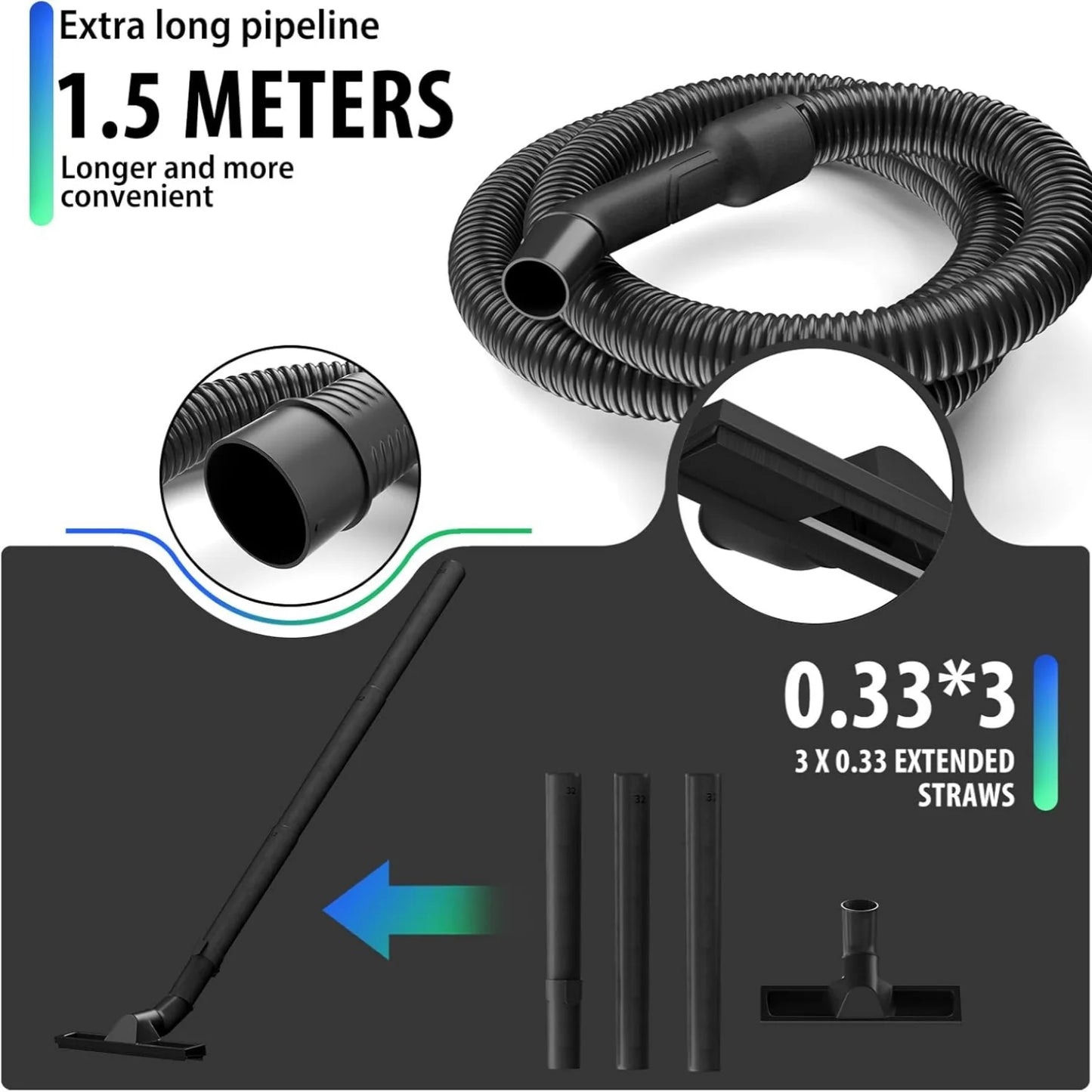 BRIEFNESS 3-in-1 hoover Wet/dry hoover with blower function Car duster Garage hoover 15 litre capacity Car cleaning tools