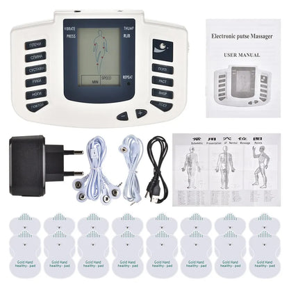 JR309 EMS Tens Massage Unit +16 Pads Russian Electrical Pulse Acupuncture Full Body Relax Muscle Massager Stimulator