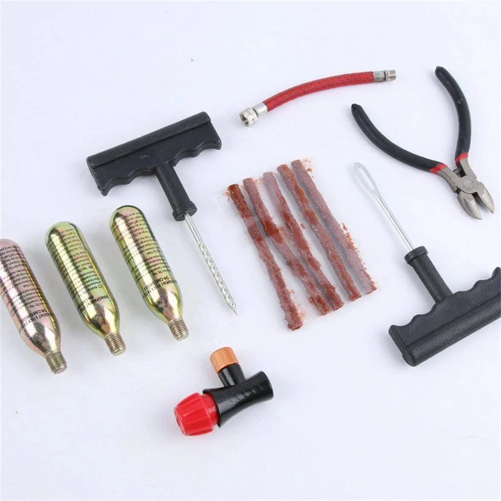 1 Set Tire Tyre Repair Kit Puncture Tubeless Tools Emergency Bike Motorcycle Car Tire Repair Tool Set with Rubber Strips
