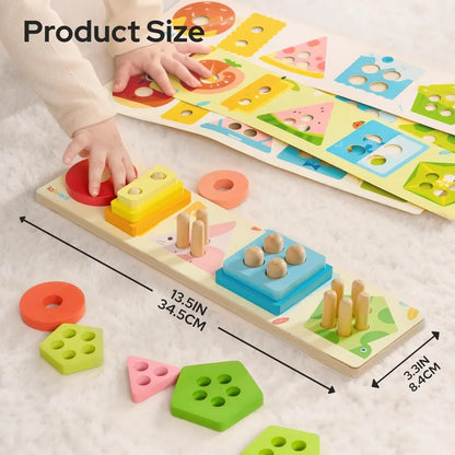 Joyfy Wooden Sorting Stacking Toys Shape Sorter Baby Educational Sensory Toys for Kids1-3 Christmas Birthday Gifts