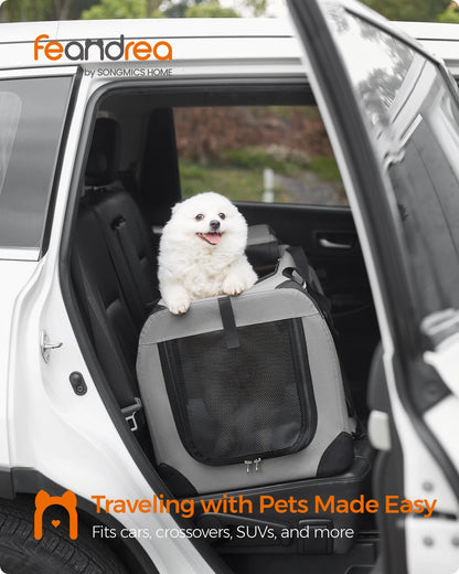Feandrea Foldable Pet Carrier Bag, Portable Dog Travel Crate, Soft Sided Dog Cat Pet Travel Carrier Large Dog Crate for Car