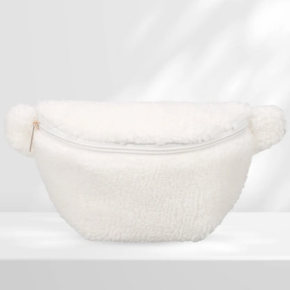 Unisex Fuzzy Crossbody Bag Zipper Closure Solid Shoulder Bag Multifunctional Soft Foldable Lightweight Autumn Winter Daily Bag