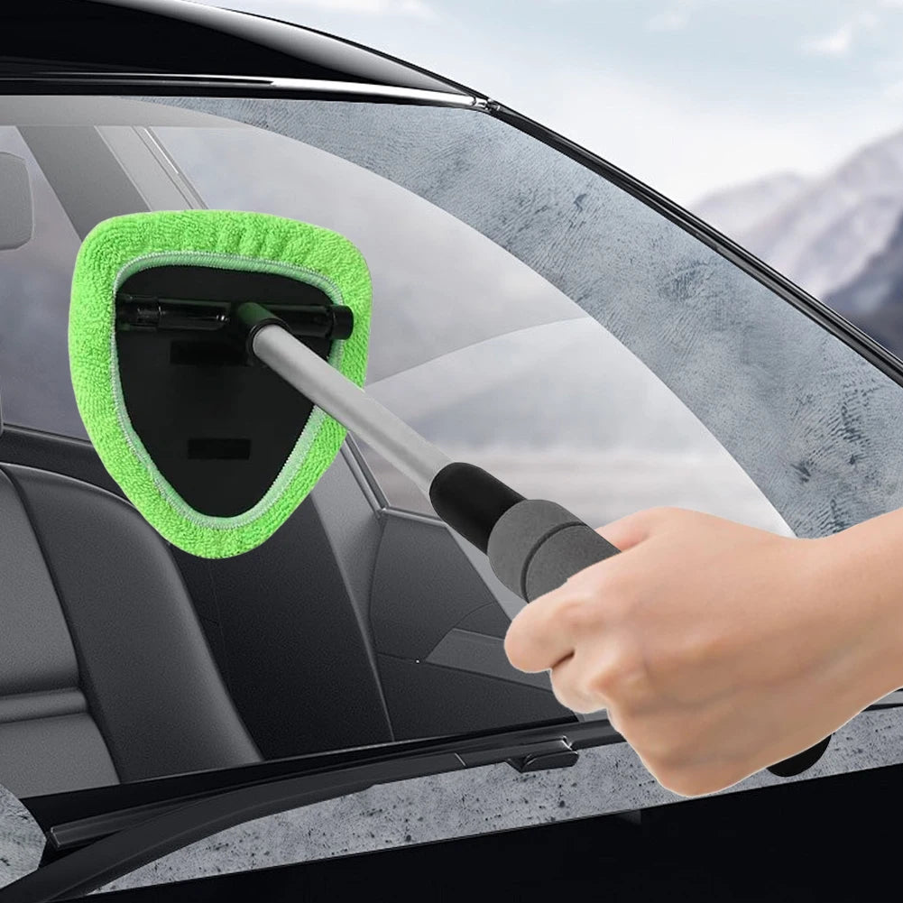 Windshield Cleaner with 2 Microfiber Pads Windshield Cleaning Tool Extendable Handle Windshield Washer Brush for Car & Home Use