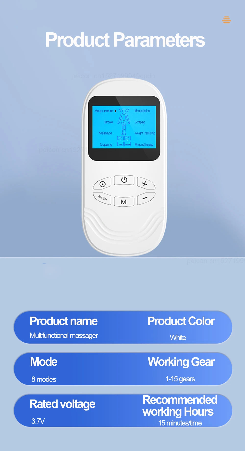 EMS Pulse 8 Modes Electric Muscle Stimulator for Waist Neck Body EMS Meridian Physiotherapy Pulse Muscle Relaxation Massager