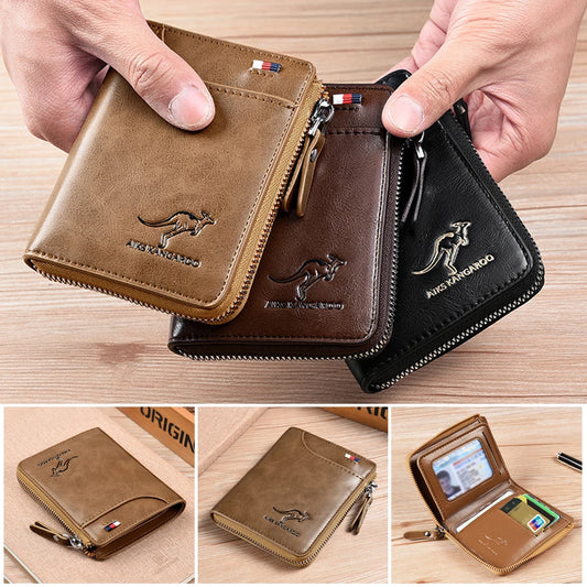 RFID Blocking Card Holder Case Anti-Theft Clutch Short Men's Leather Wallet