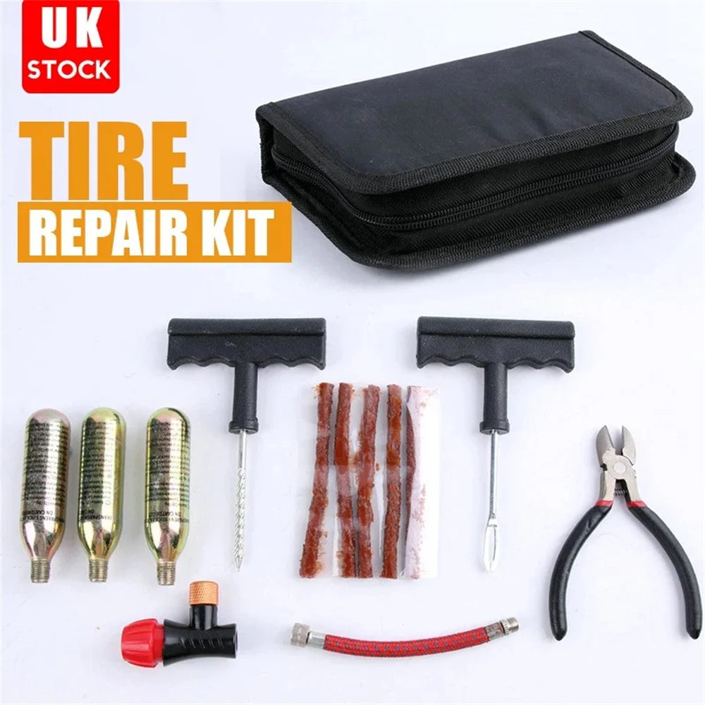 1 Set Tire Tyre Repair Kit Puncture Tubeless Tools Emergency Bike Motorcycle Car Tire Repair Tool Set with Rubber Strips