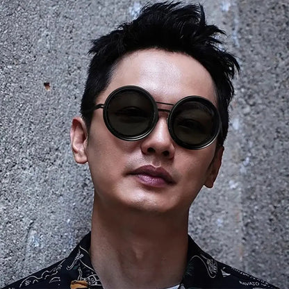 ND9 adjustable dimming sunglasses Retro Punk round men's outdoor fishing UV400 polarized driving sunglasses for Driving Fishing