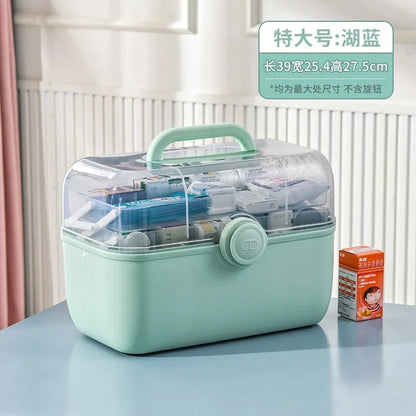 Large Capacity Family Medicine Organizer Box Portable First Aid Kit Medicine Storage Container Family Emergency Kit Box