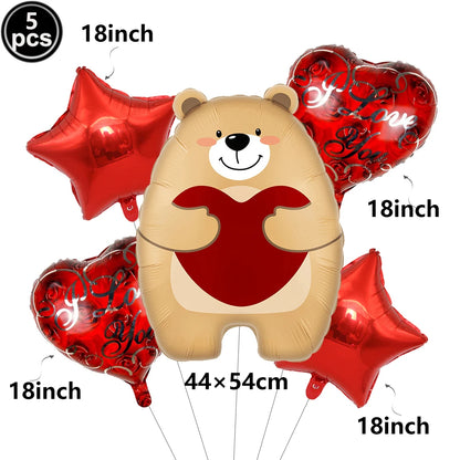 Valentine's Day Foil Balloon Decor Teddy Bear Foil Balloon Love Balloon Heart Balloons for Valentines Wedding Party Decor