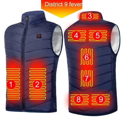 9 Areas Heated Vest Men Jacket Heated Winter Womens Electric Usb Heater mountain Jacket Man Thermal Vest Body Warmer Coat M-7XL