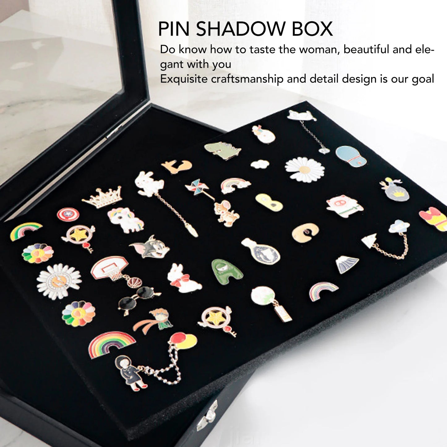 Pin Display Case Easy Cleaning Pin Collection Display Case Transparent Stylish Dustproof Glass for Military Medal for Pin