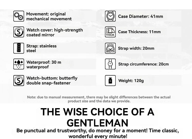 Dianpai Classic Business Men's Fully Automatic Stainless Steel Mechanical Movement Men's Night Light Versatile Watch