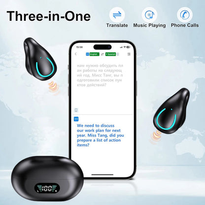 YYK-Q71 Q80 Wireless Bluetooth Translation Earbuds LED Digital Display Type-C Charging Translators Headphone For Travel Business