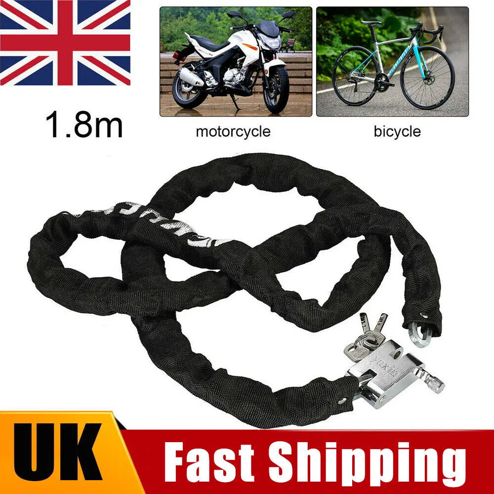 1.8M Heavy Duty Motorcycle Lock Anti-theft Bike Lock Strength Security Lock Road Accessories Motorbike Steel Chain Lock Padlock