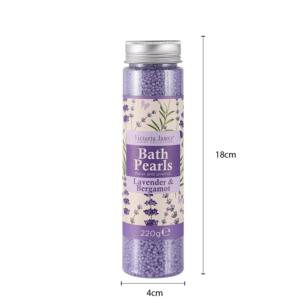 Bath Pearls 220G Relaxing Lavender Bergamot Rose Vanilla Scent, Moisturising Beads for Spa Home Bath