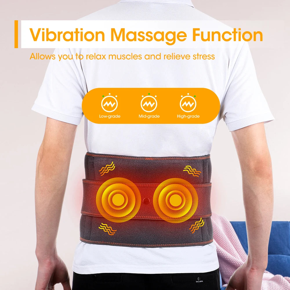 Heating Vibration Massager Belt, Red Light Hot Compress Waist Support Brace Waist Back Massage Lumbar Support Belt Health Care