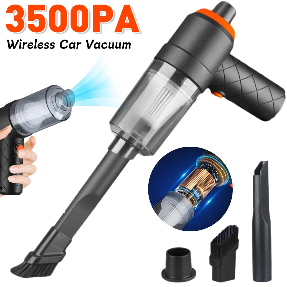 Portable Wireless Car Vacuum Cleaner 3500PA Wireless Vacuum Cleaner Dual Use Car Cleaner for Home Keyboard 120W Powerful Vacuum