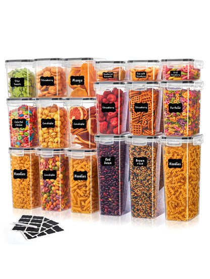 6pcs Closed food storage containers with LIDS, plastic kitchen pantry organization and storage, dry cargo containers for cookies