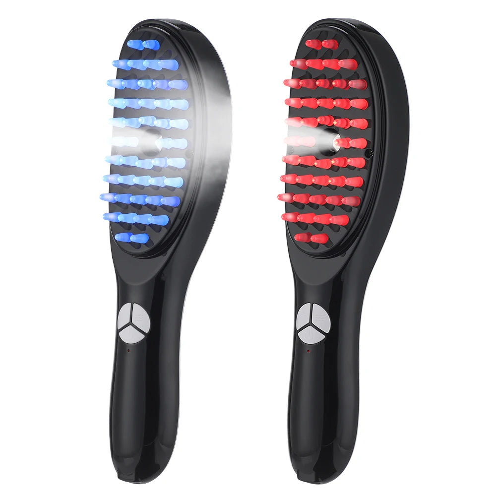Electric Spray Massage Comb Head Meridian Vibration Massager Red Blue Light Comb Negative Ion Scalp Applicator Anti Hair Loss