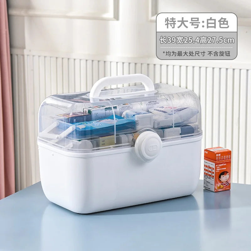 Large Capacity Family Medicine Organizer Box Portable First Aid Kit Medicine Storage Container Family Emergency Kit Box Storage