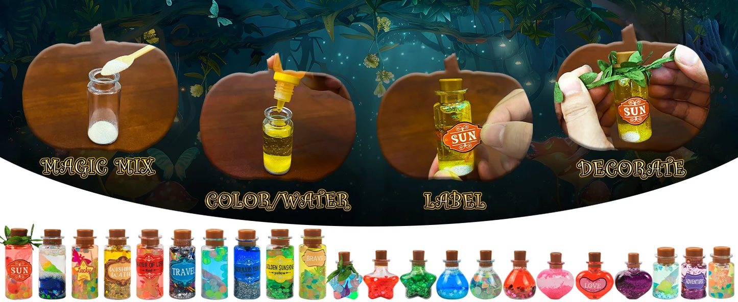 Fairy Magic Potions Kit Kids DIY Witch Glowing Spell Potion DIY Handmade Toys Science Experiments Kids Craft Kit Educational Toy
