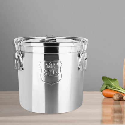 6L/12L Food Storage Bucket，Household Kitchen 304 Stainless Steel Bean Cereal Rice Container Airtight Canister Pail with Lid