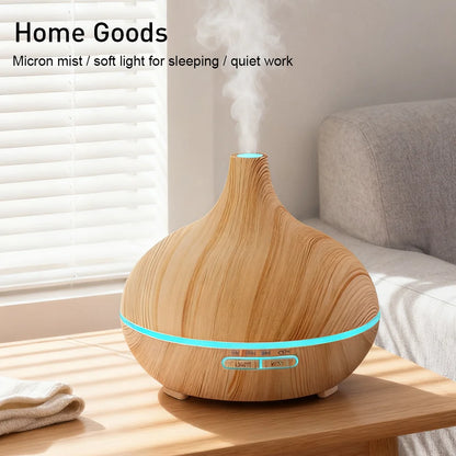 Aroma Diffuser Air Humidifier Essential Oil Diffuser with 7 Color LED Lights & Remote Control UK/EU Plug 400ml