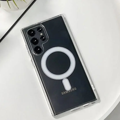 Original Magsafe Magnetic Clear Case for Samsung Galaxy S24 Ultra S21 FE S22 Plus S23 Ultra Wireless Charging Shockproof Cover