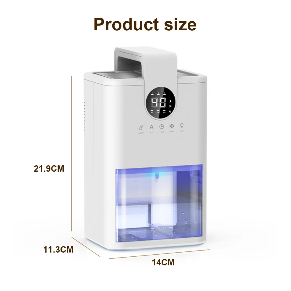 1000ML Electric Dehumidifier for Home Condensation Moisture with Timer Silent  Bedroom Office Kitchen Deodorizer Dryer