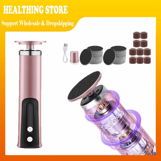 Electric Foot Callus Remover Nail Polisher 2-in-1 6-Speed Dual Grinding Heads Pedicure Tool for Smooth Heels Dead Skin Removal
