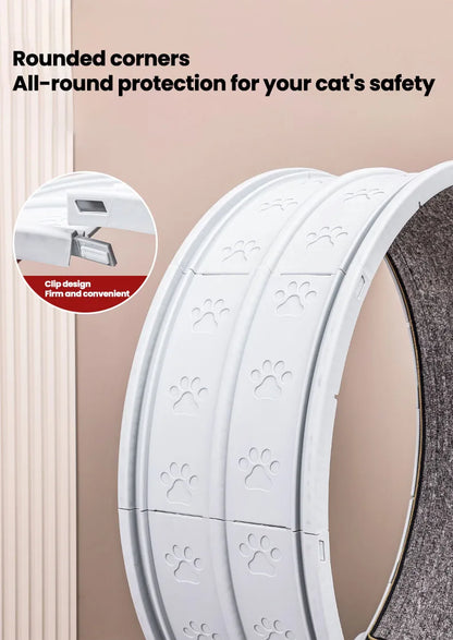 Cat Running Exercise Wheel Treadmill, Ultra-Quiet Safety Cat Training Toy with and Locking Mechanism,Removable Carpeted Runway