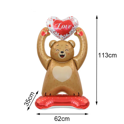 Valentine's Day Foil Balloon Decor Teddy Bear Foil Balloon Love Balloon Heart Balloons for Valentines Wedding Party Decor
