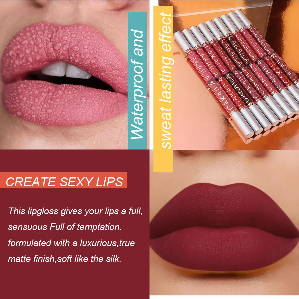 10 Pcs Matte Lipstick Lip Gloss Sets Long-Lasting Non-Fading Waterproof Non-stick Cup Exquisite Gift Everyday Holiday Universal