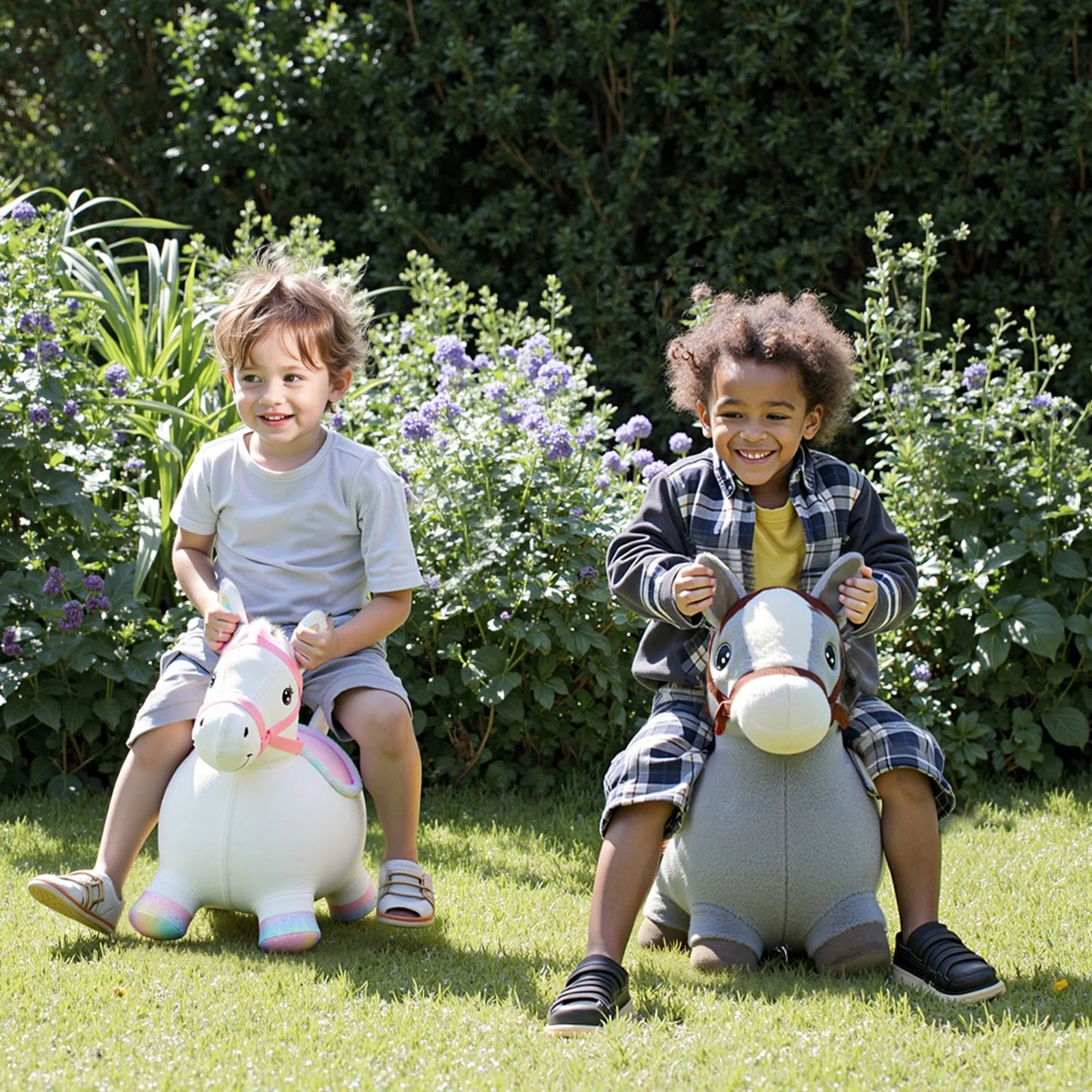 Hopper Toy, Ride On Bouncing Plush Inflatable Horse, Outdoor Indoor Hopping Horse Bouncer, Birthday Gifts for 2-5 Years Old Kid