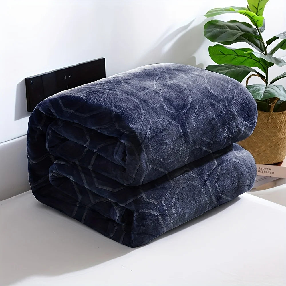 Luxurious Blue Flannel Throw Blanket - Ultra-Soft Cozy Winter Bedroom & Couch Cover,Good For Sleep,1KG,LARGE BLANKET 480GSM