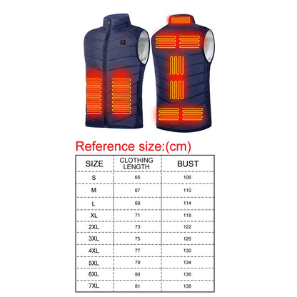 9 Areas Heated Vest Men Jacket Heated Winter Womens Electric Usb Heater mountain Jacket Man Thermal Vest Body Warmer Coat M-7XL