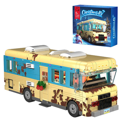 Christmas Cousin's RV Building Blocks Set LED Christmas Holiday Snow Village RV Toys Gifts for Boys, Girls, Family