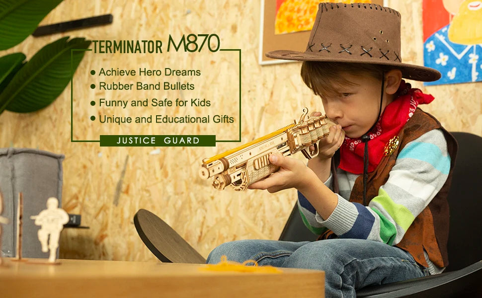 Robotime Rokr Corsac M60 Toy Gun 3D Wooden Puzzle Mechanical Building Model Kit for Children 14 Years Christmas gift