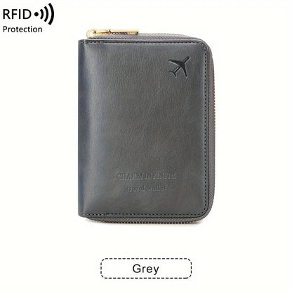 RFID Blocking Passport Holder with Zipper Travel Credit Card Bag - Multifunctional Document Organizer