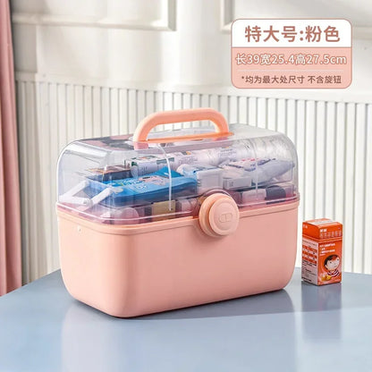Large Capacity Family Medicine Organizer Box Portable First Aid Kit Medicine Storage Container Family Emergency Kit Box