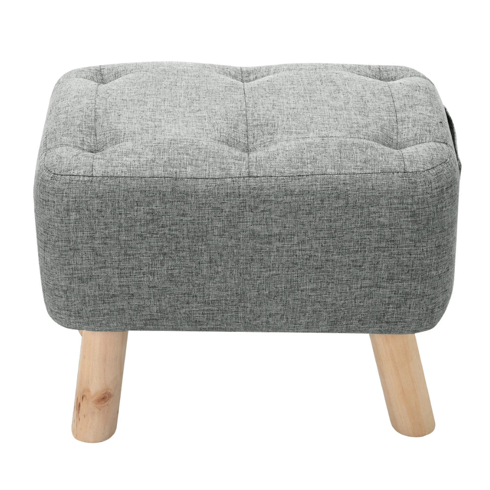 【Breeins】Linen Upholstered Ottoman Footstool with Pocket Chair Sofa Home Decoration