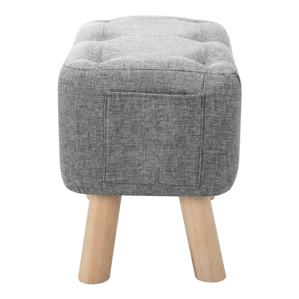 【Breeins】Linen Upholstered Ottoman Footstool with Pocket Chair Sofa Home Decoration