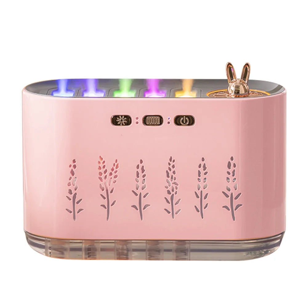 7 Colors LED Light Quiet Aroma Diffuser with 5 Nozzle Spray for Bedroom (Pink)