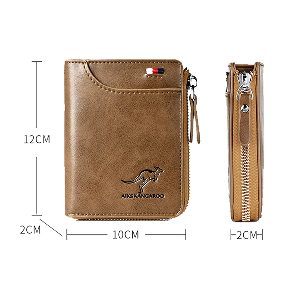 RFID Blocking Card Holder Case Anti-Theft Clutch Short Men's Leather Wallet