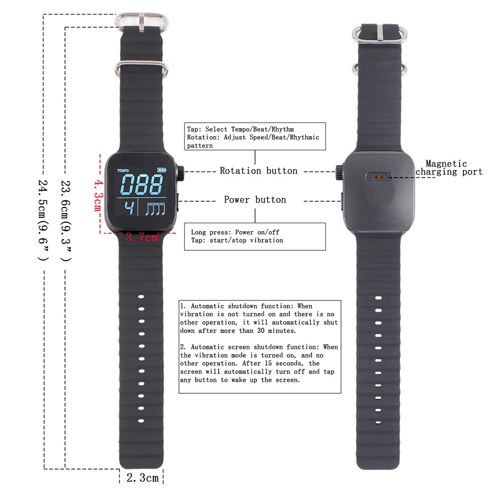 Wearable Vibrating Metronome for Sport Running Metronome Watch Beat Counting Watch For All Guitar Piano Drums