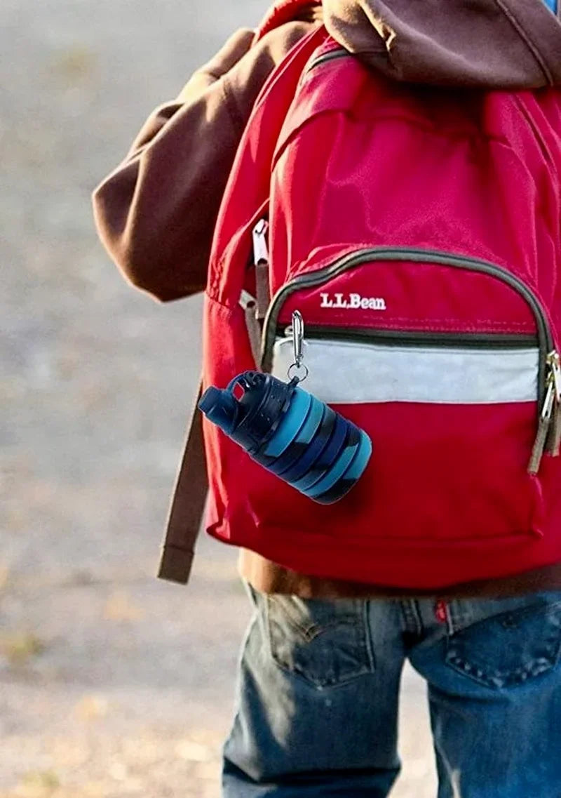 500ML Portable Retractable Silicone Bottle Folding Water Bottles Outdoor Travel Drinking Cup with Carabiner Collapsible Cups