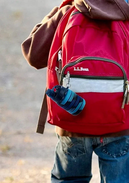 500ML Portable Retractable Silicone Bottle Folding Water Bottles Outdoor Travel Drinking Cup with Carabiner Collapsible Cups