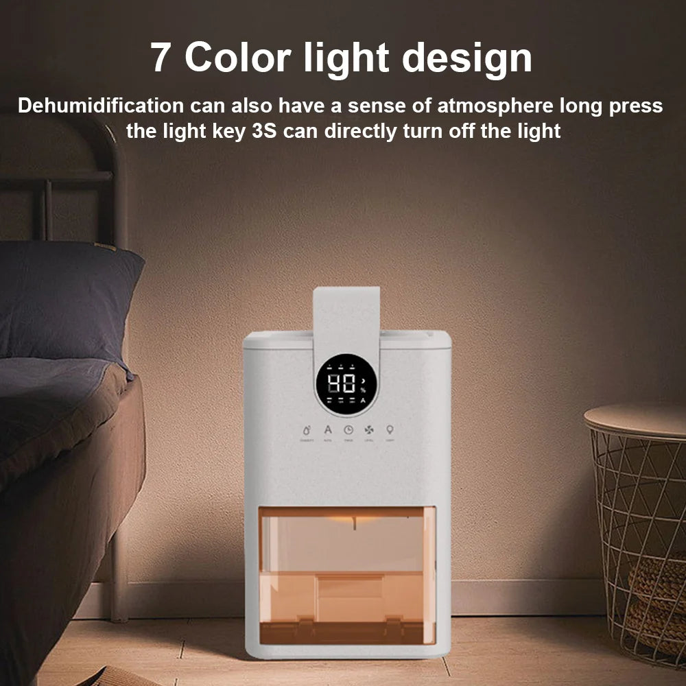 1000ML Electric Dehumidifier for Home Condensation Moisture with Timer Silent  Bedroom Office Kitchen Deodorizer Dryer